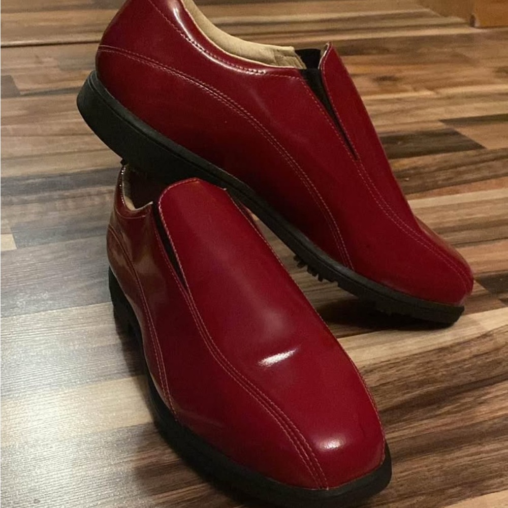 Nike Golf Red Patent Leather Shoes Verdana Last Slip On Loafers Women's Shoe